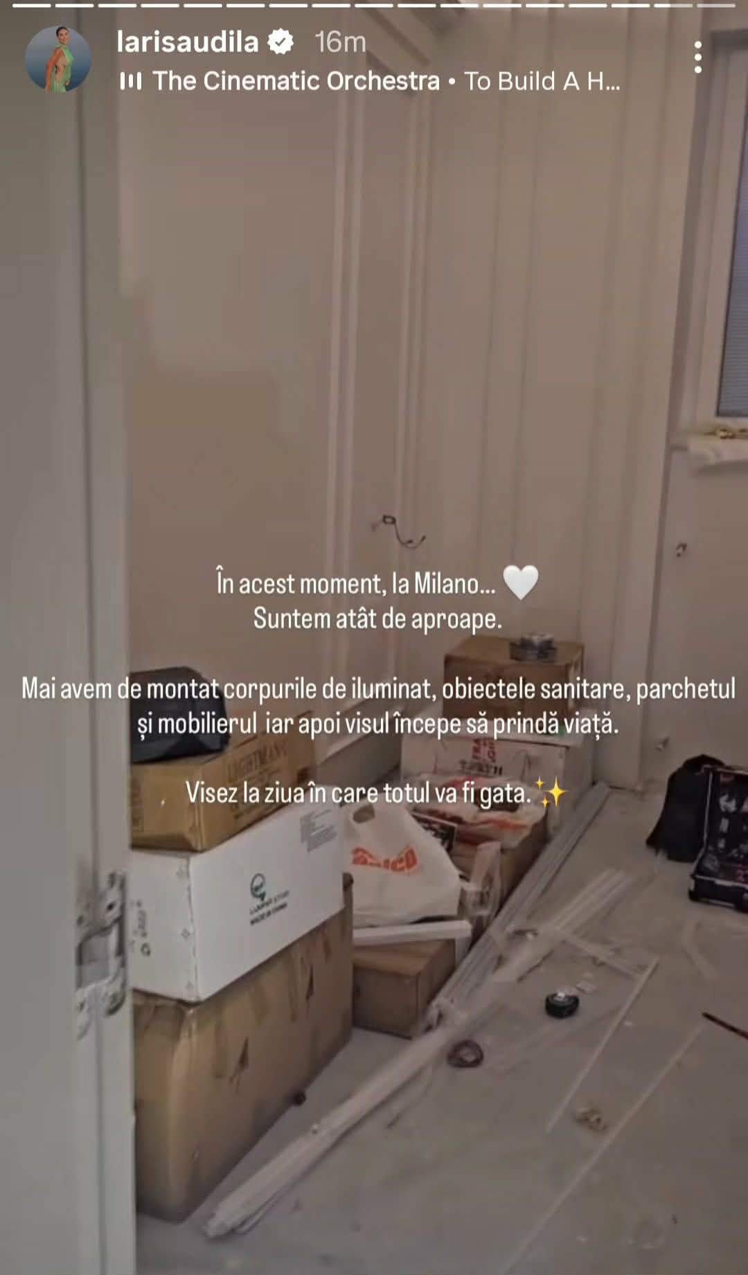 Cum arată apartamentul din Milano al Larisei Udilă. Amenjarea este aproape gata: ”Visul începe să prindă viață”