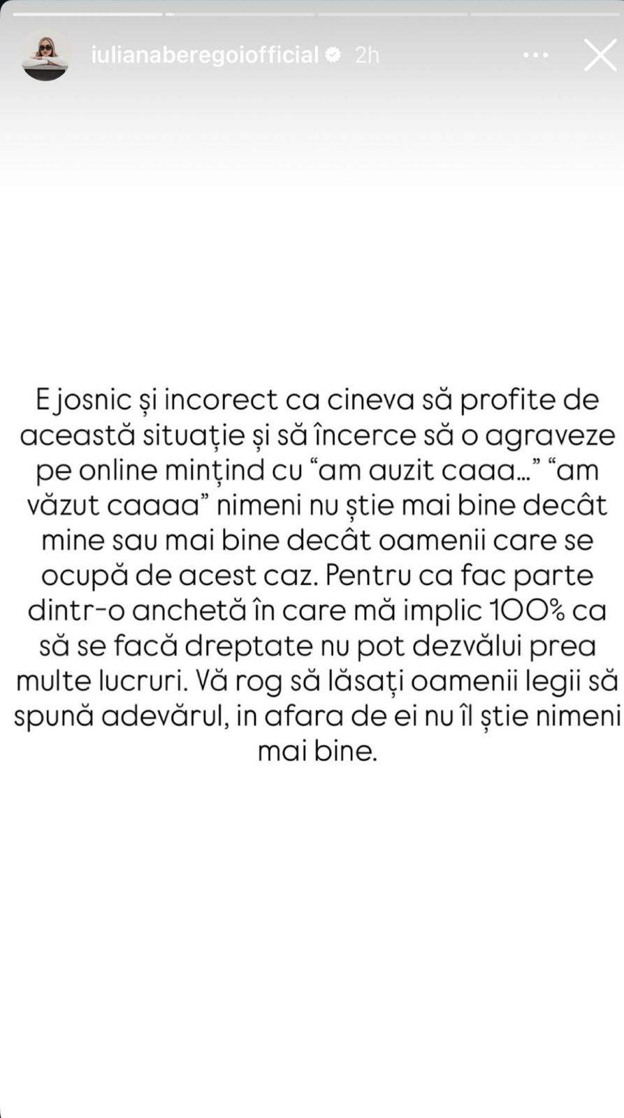 Ce a transmis Iuliana Beregoi despre scandalul momentului