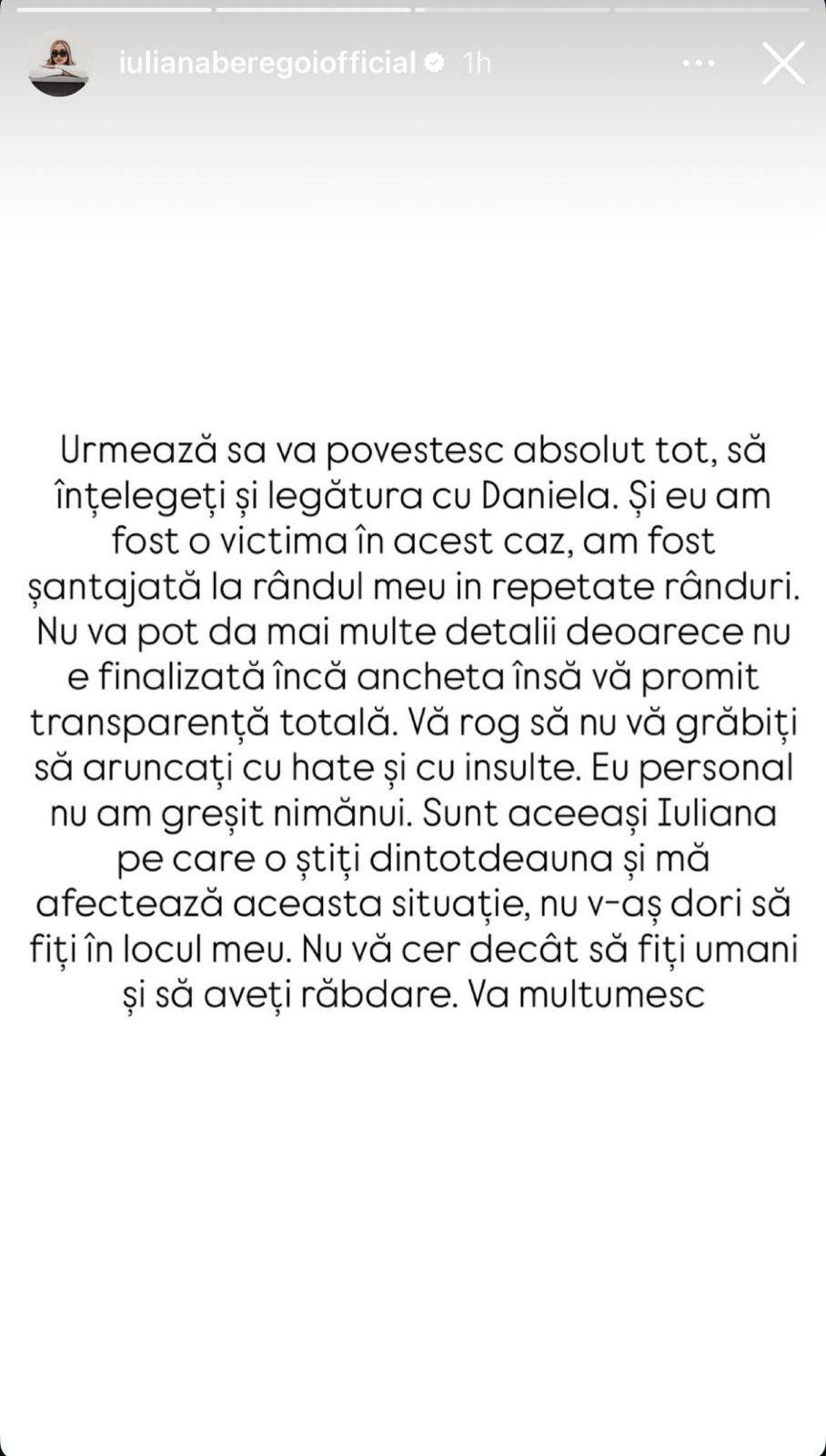 Mesajul Iulianei Beregoi