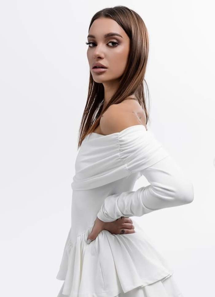 olga verbitchi sedinta foto, imbracata in alb