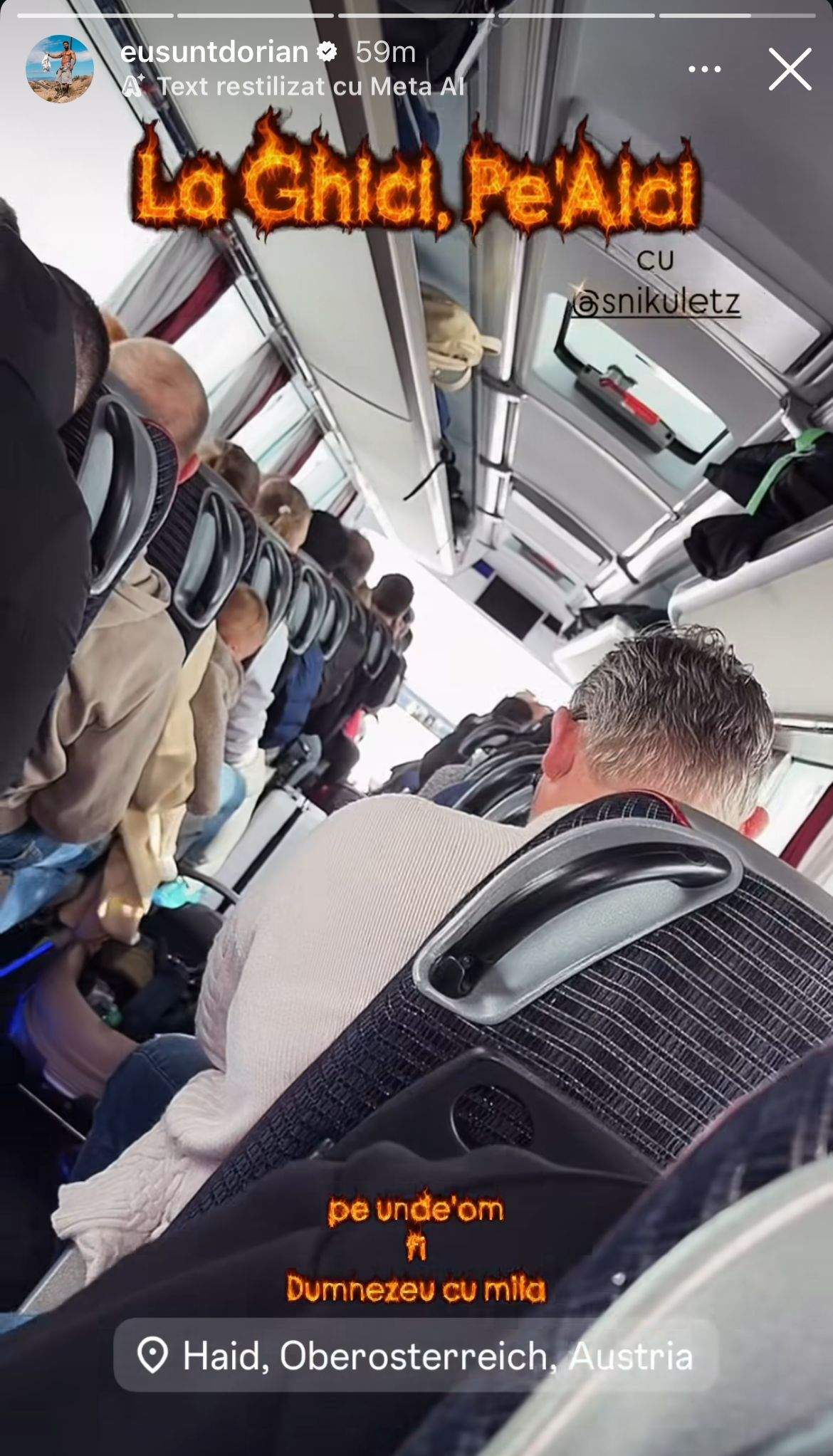 Dorian Popa, în autobuz