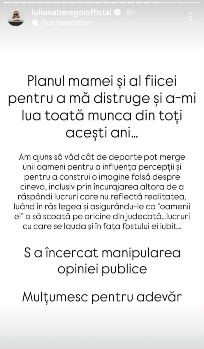 mesajul Iulianei Beregoi