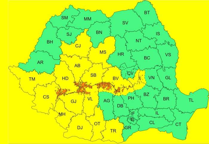 harta zonelor afectate