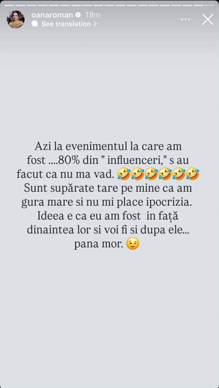Cum i-a pus Oana Roman la punct pe influencerii care o ignoră. Ce le-a transmis vedeta