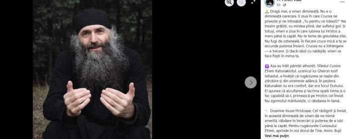 Vorbe înțelepte de la Părintele Pimen Vlad în zi importantă pentru credincioși. Ce sărbătorim pe 27 februarie