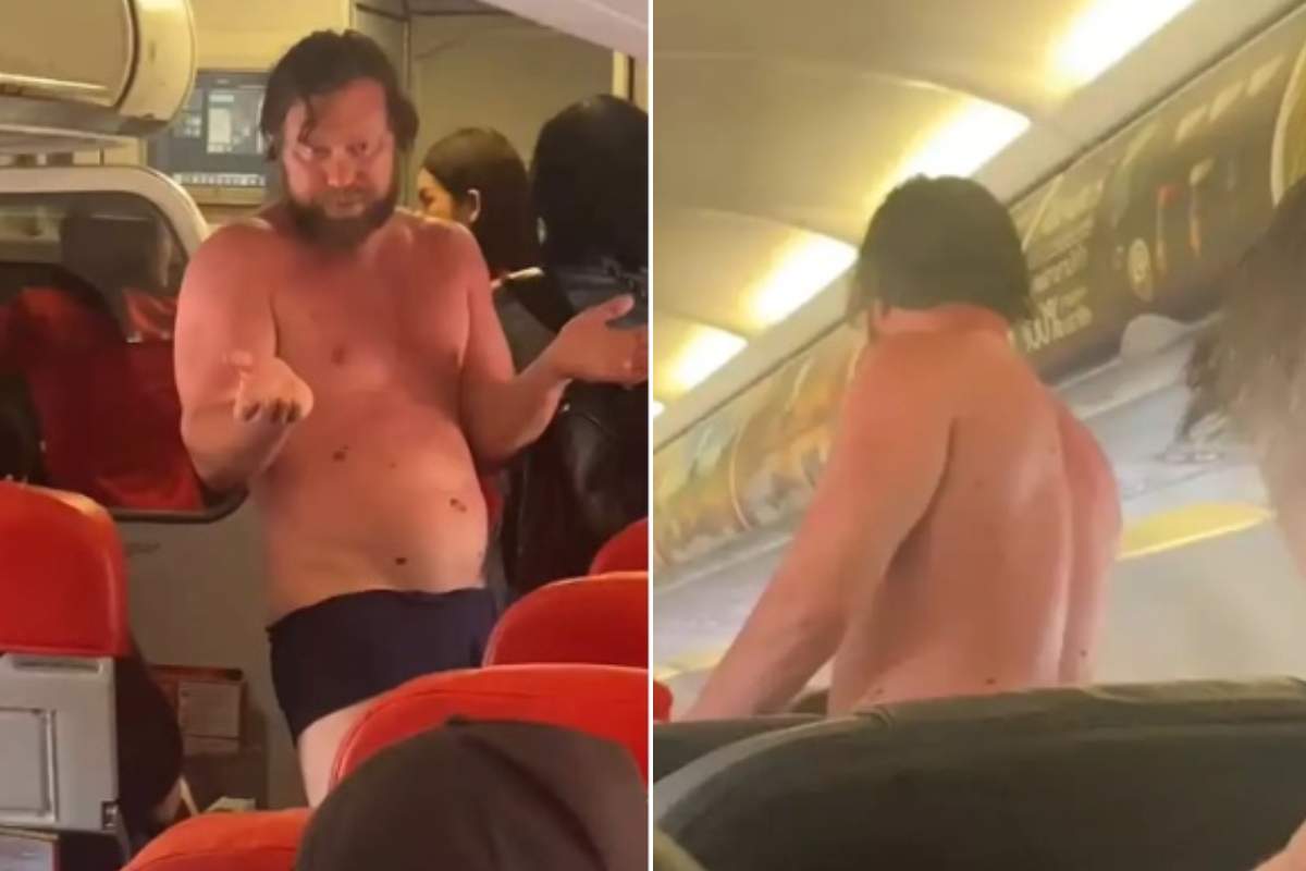 Un bărbat beat s-a dezbrăcat în avion și a încercat să sară din aeronavă. Scenele șocante au fost filmate