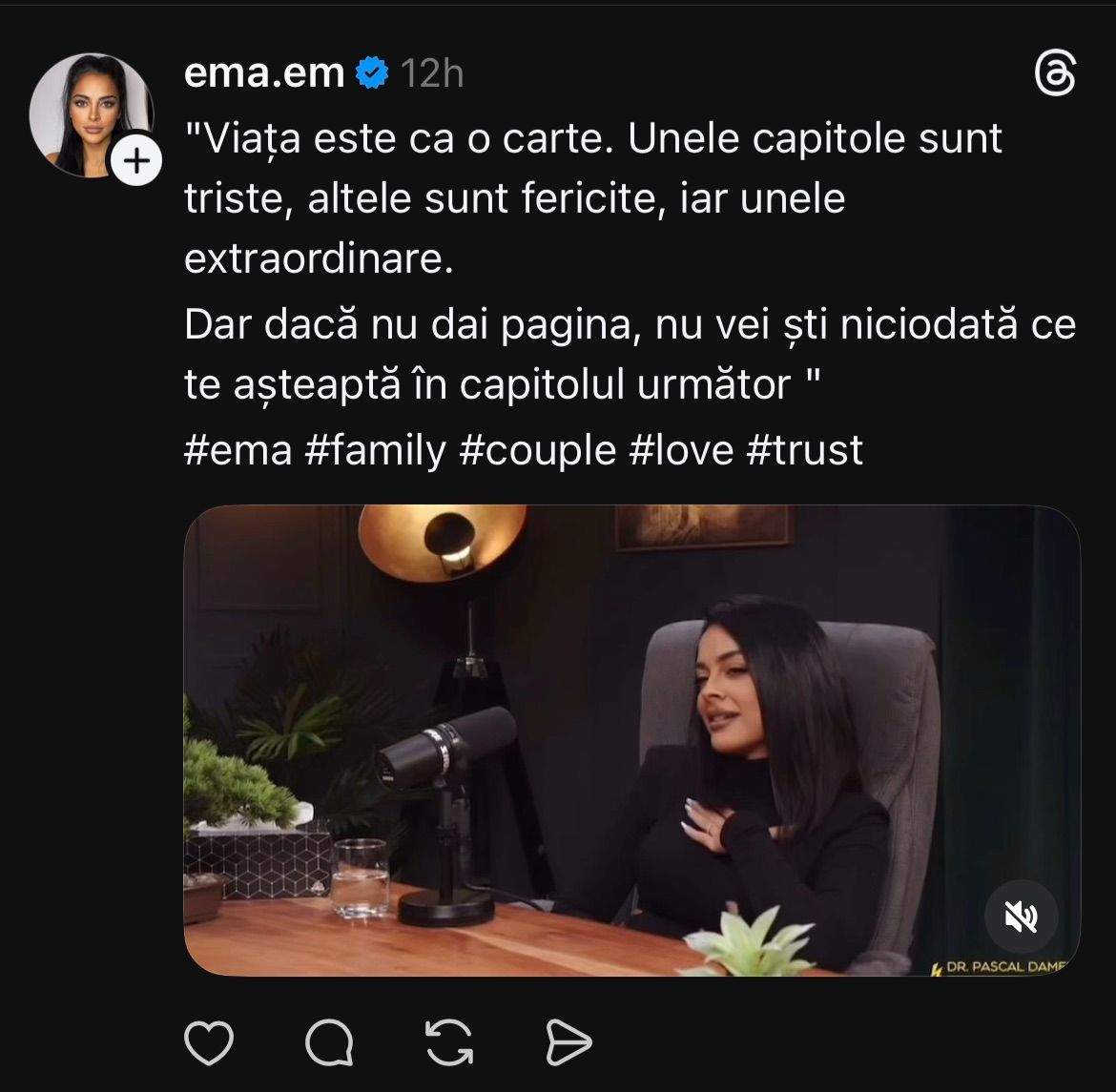Mesajul postat de Ema Oprișan
