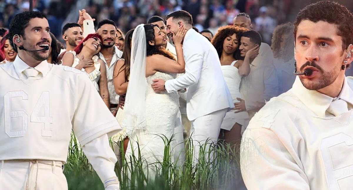 Show incendiar Bad Bunny, la Super Bowl. Un cuplu s-a căsătorit pe scenă!