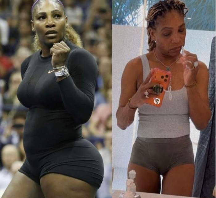 Colaj foto cu Serena Williams înainte și după slăbire