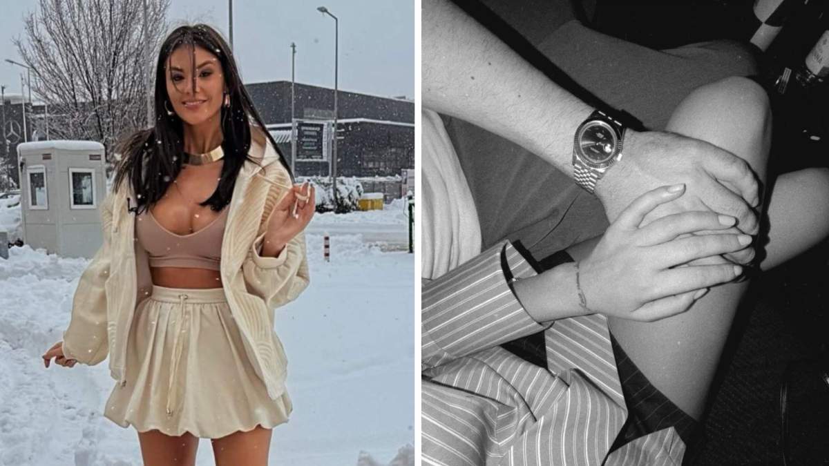 Colaj foto cu Ramona Olaru în zăpadă, și alături de iubit