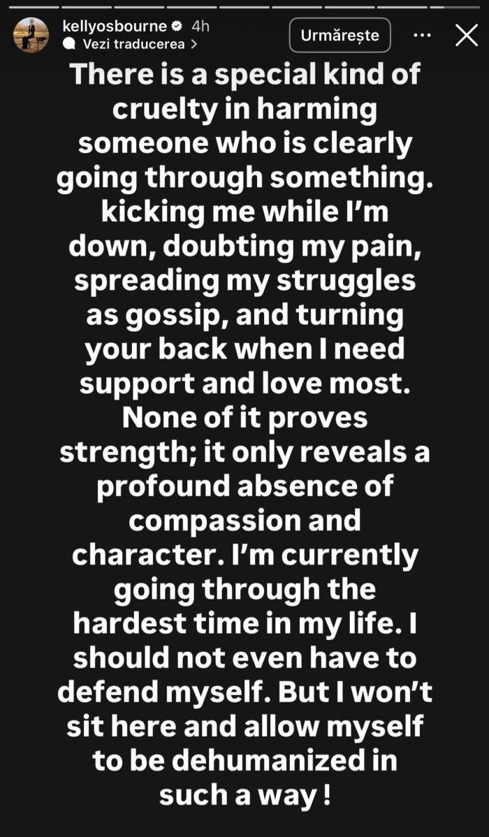 Mesajul scris de Kelly Osbourne