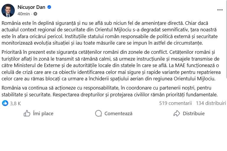 Anunțul de ultimă oră al lui Nicușor Dan! Ce a transmis președintele României