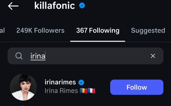 Killa Fonic o urmărește pe Irina Rimes