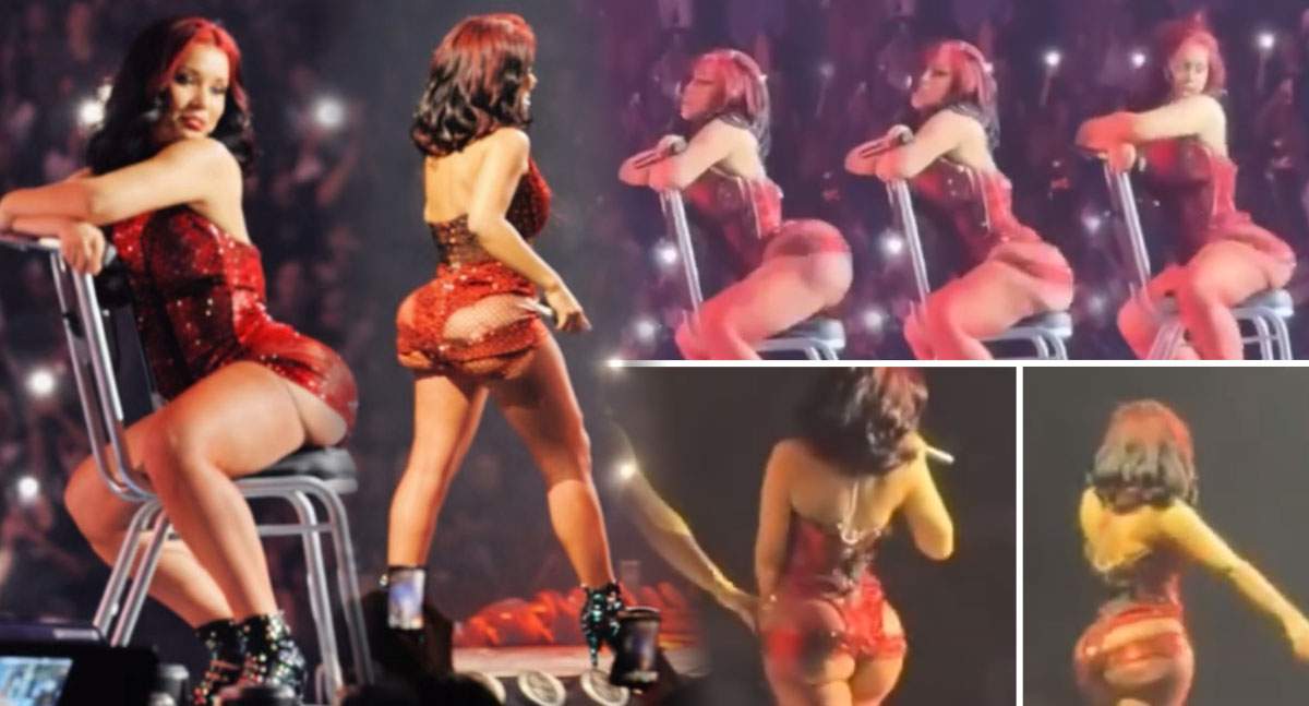 Imagini incredibile cu Cardi B! Implanturile fesiere ale artistei au luat-o la vale în timp ce cânta