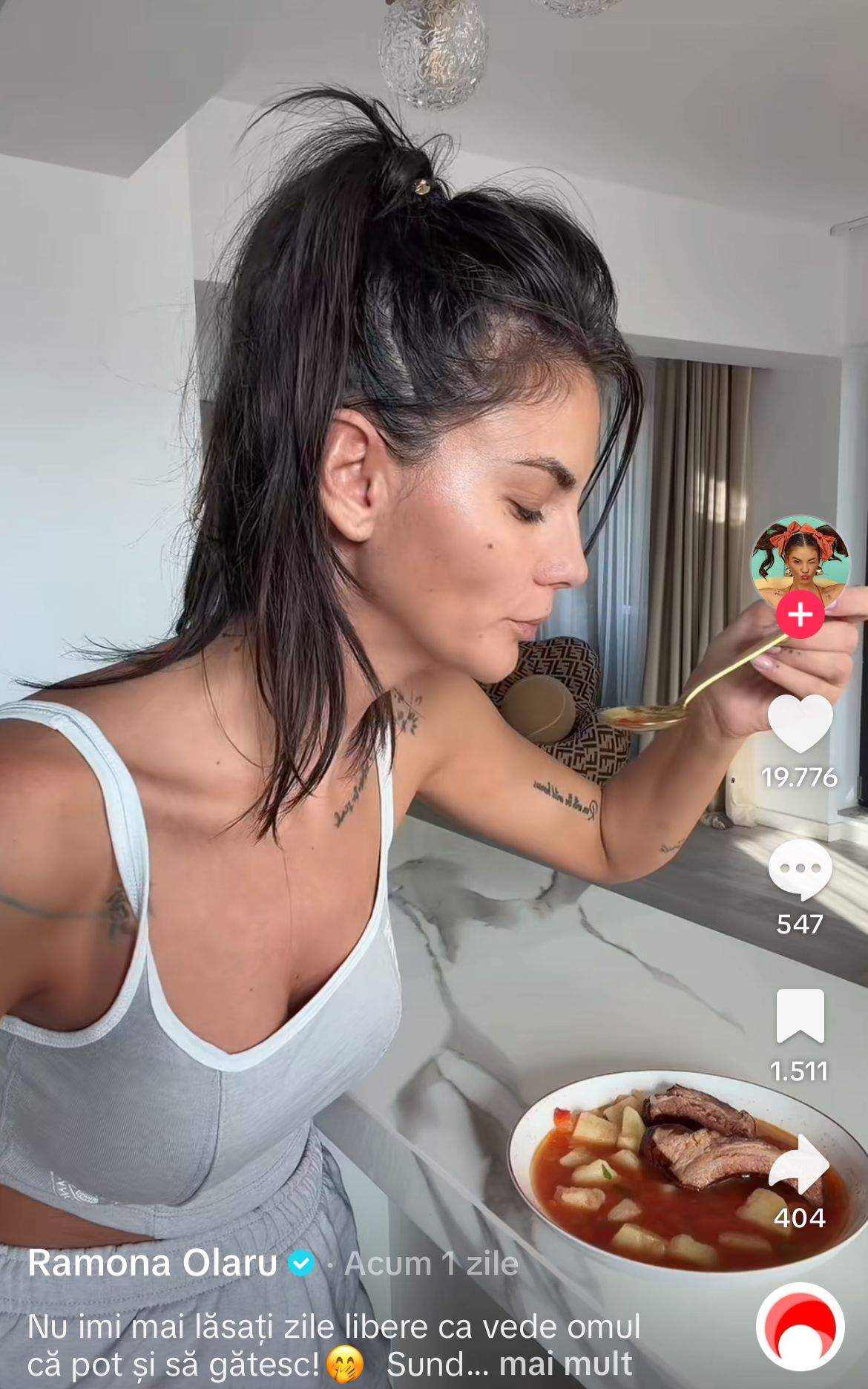 Ramona Olaru, mâncând