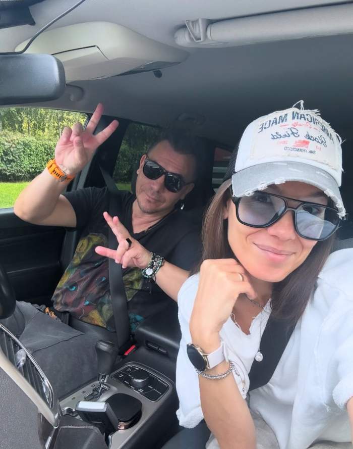 Irina Fodor și soțul ei, în mașină