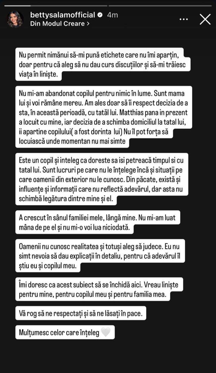 Betty Salam, mesaj pentru cei care au pus-o la zid