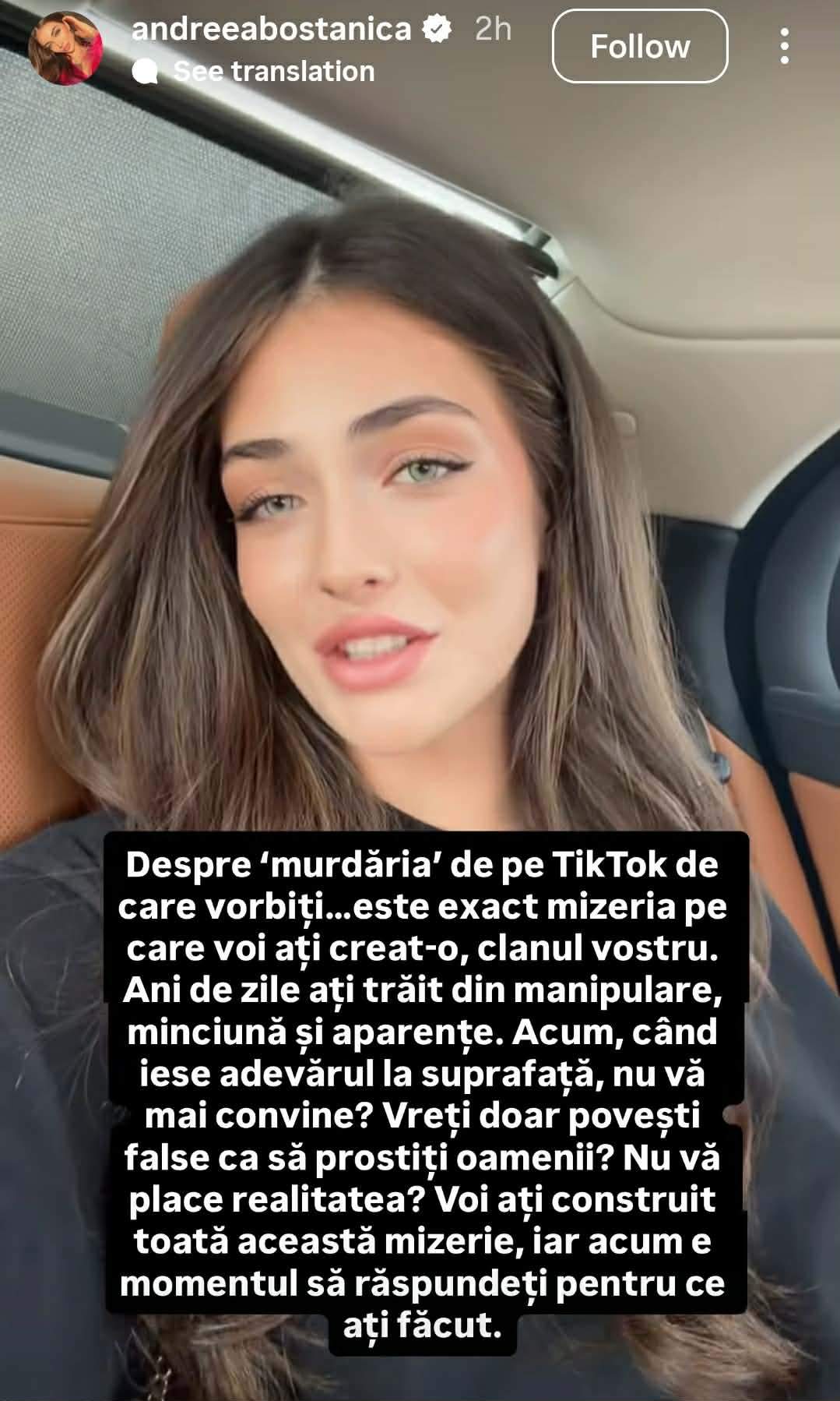 mesajul Andreei Bostănică