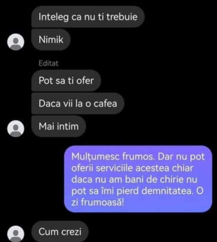 Mesajele primite de mama singură