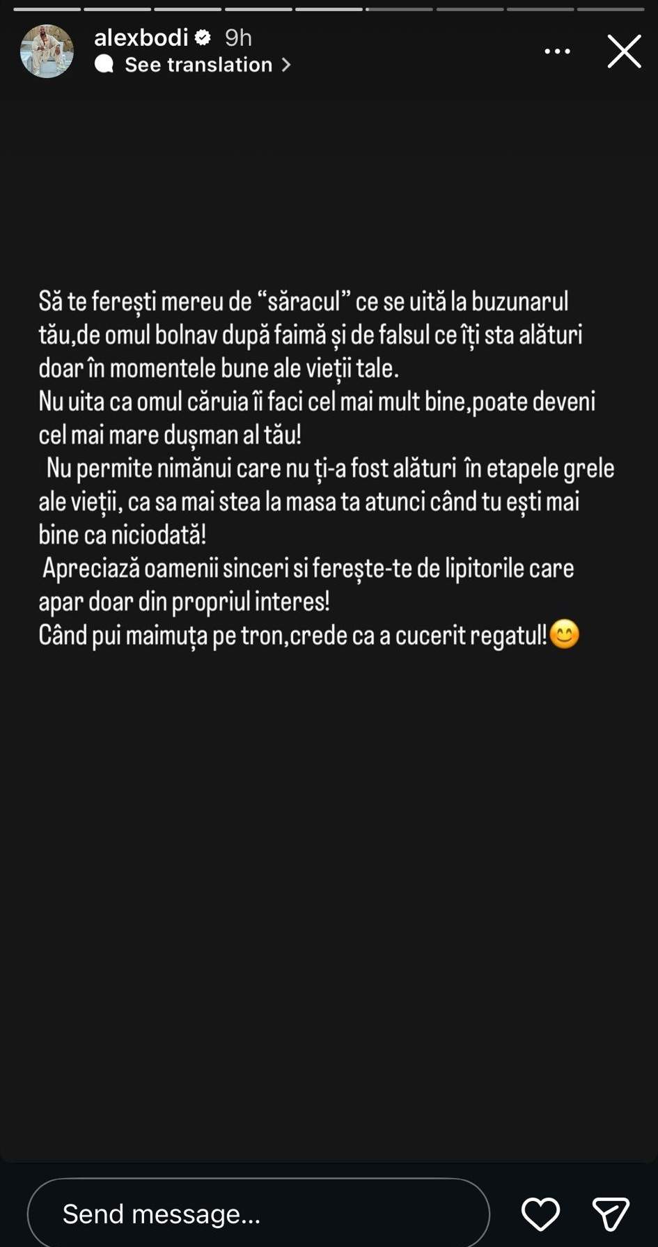 mesajul lui Alex Bodi