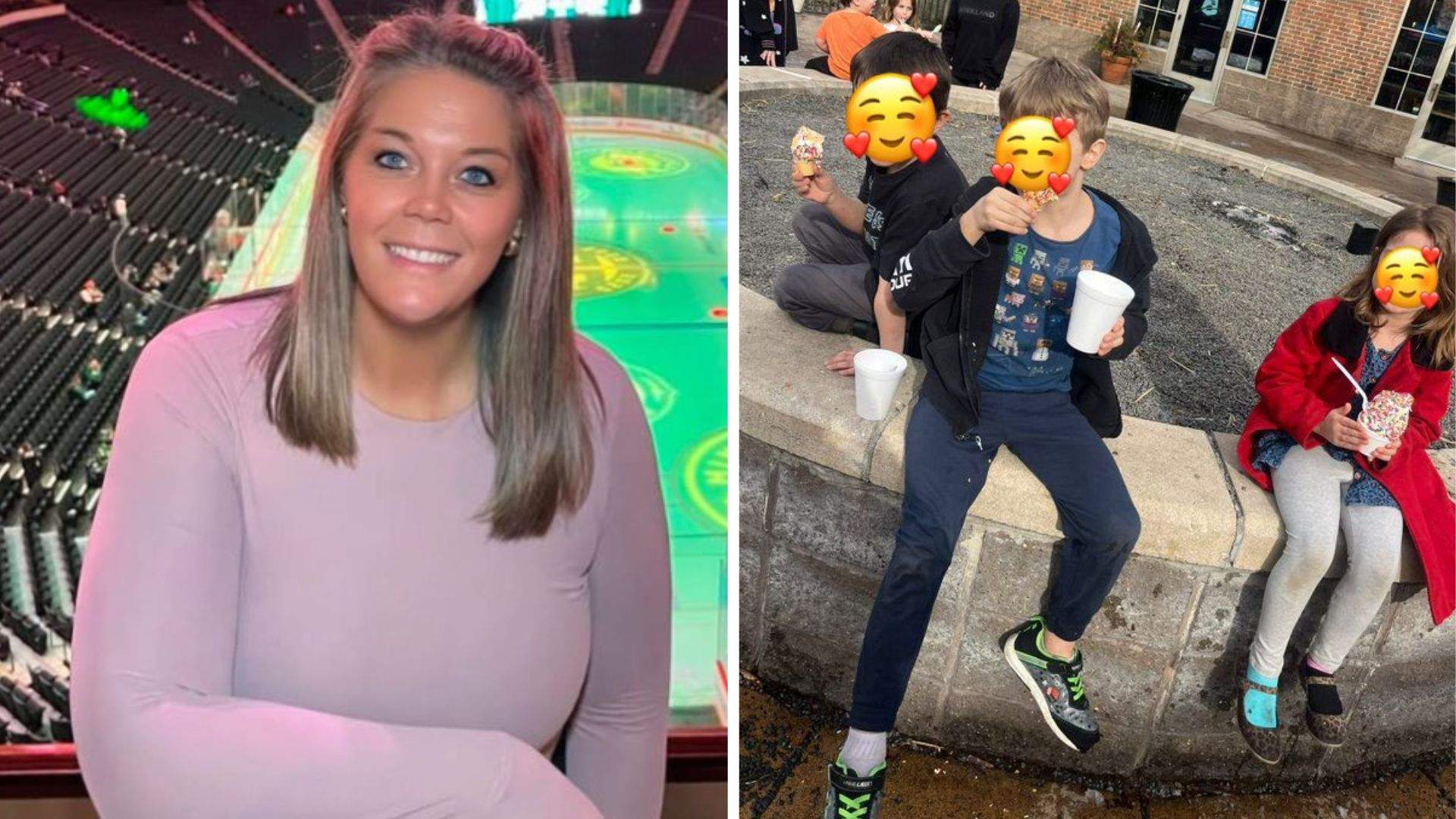 Colaj foto cu jurnalista și copiii care au murit