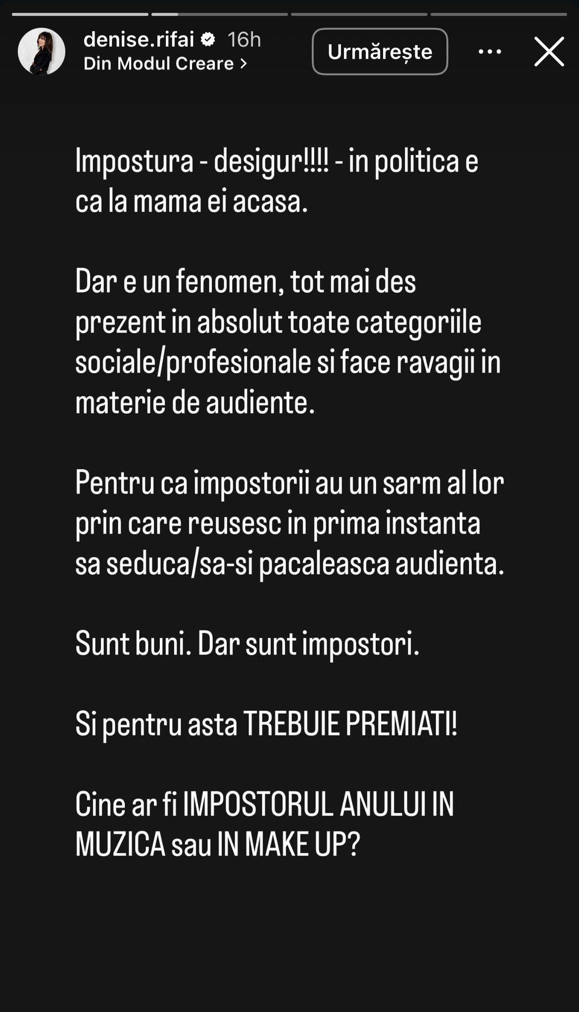 Mesajul lui Denise Rifai