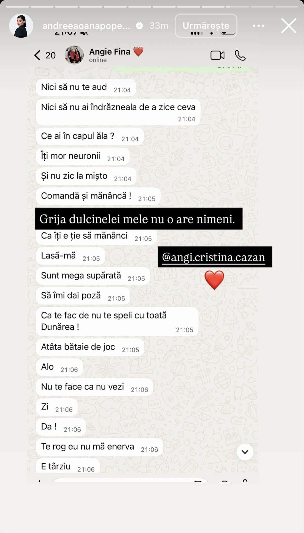 Andreea Popescu refuză să mai mănânce. Apropiații încearcă să o convingă că nu e bine