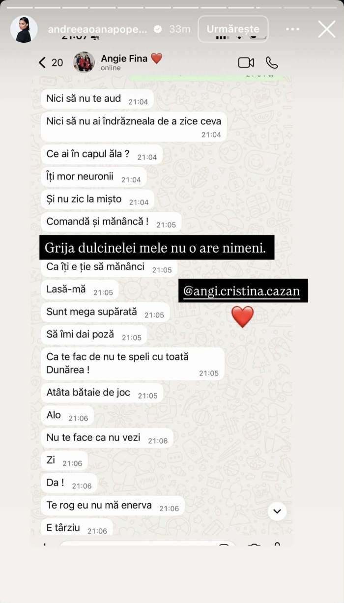 Andreea Popescu refuză să mai mănânce. Apropiații încearcă să o convingă că nu e bine