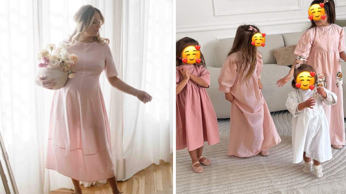 Colaj foto cu Laura Cosoi și fiicele ei