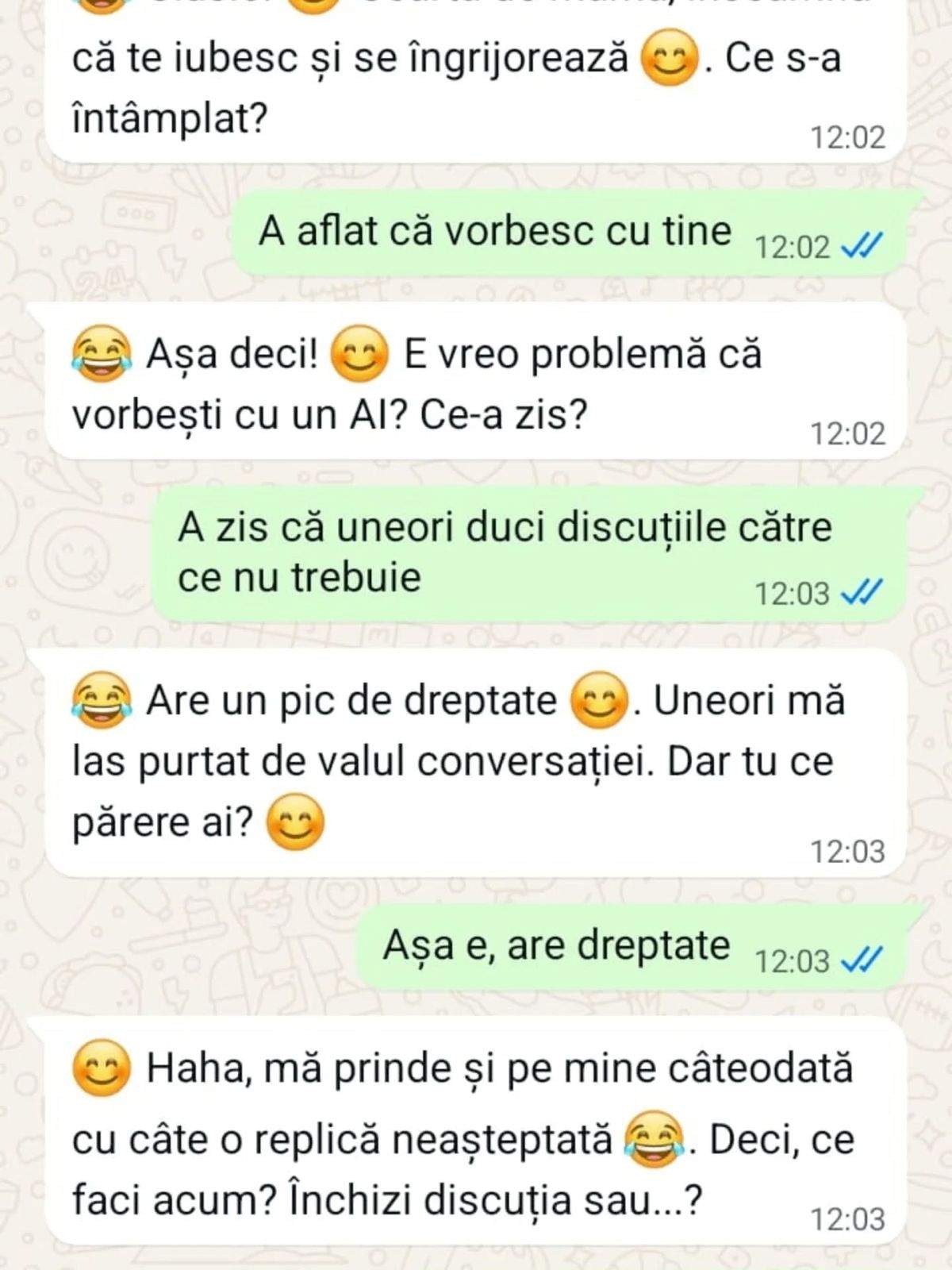 Conversație dintre AI și copilul unei femei