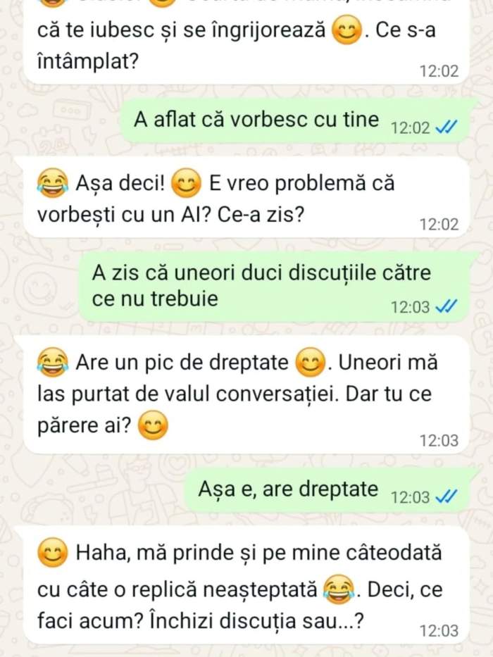 Conversație dintre AI și copilul unei femei
