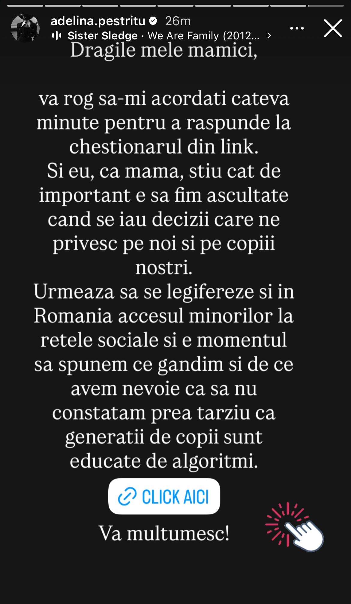 Mesajul Adelinei Pestrițu