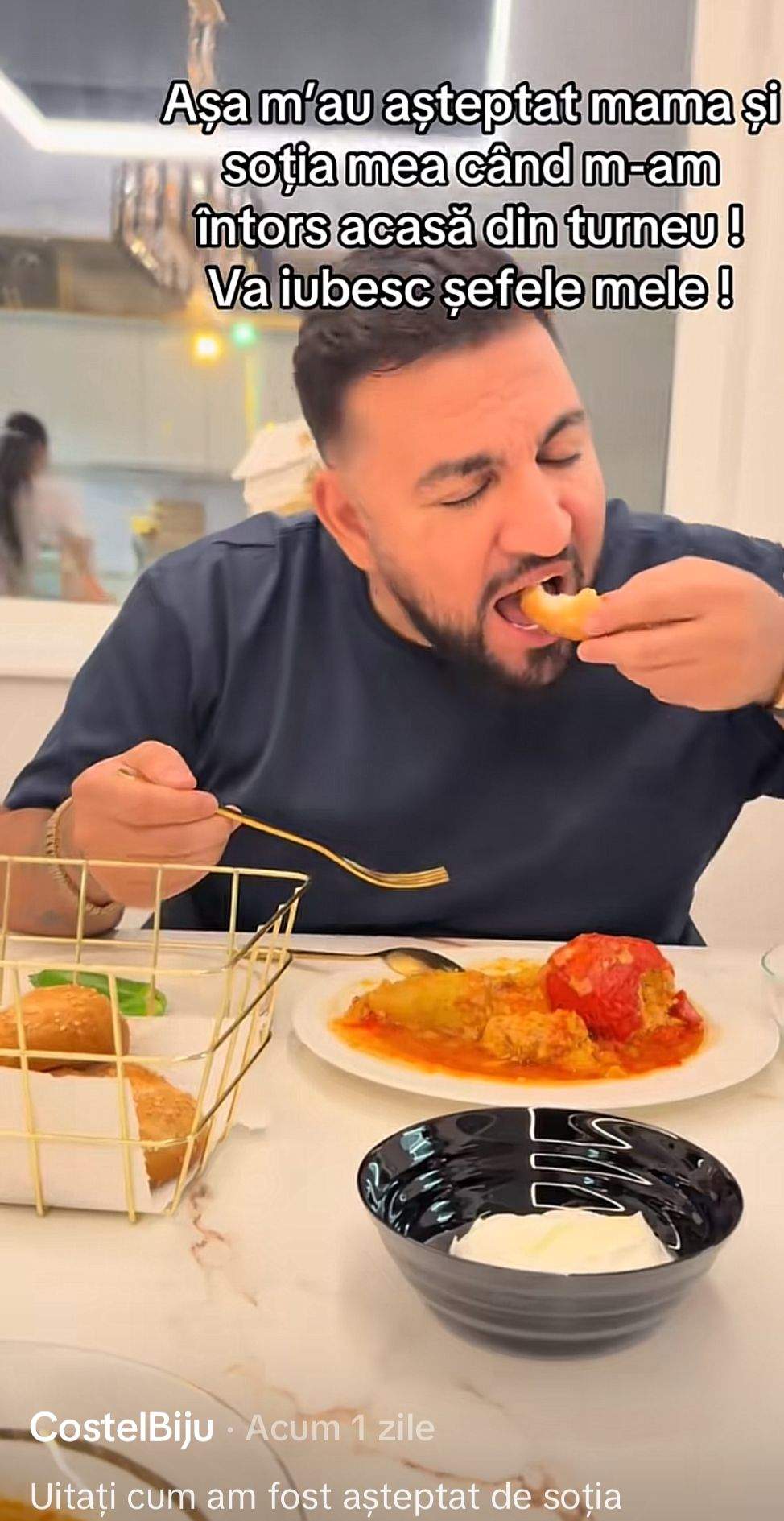Costel Biju, mâncând