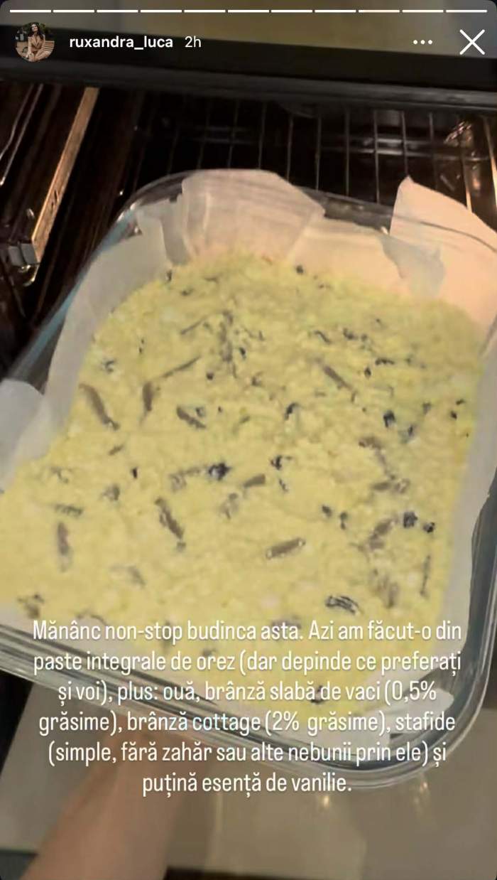 Ruxandra Luca, apariție incendiară în bucătărie! Rețeta de budincă