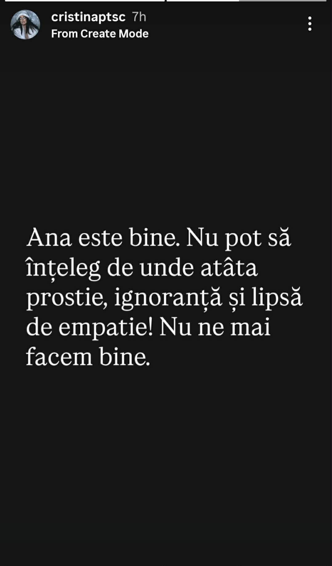 mesajul Cristinei de la Mireasa