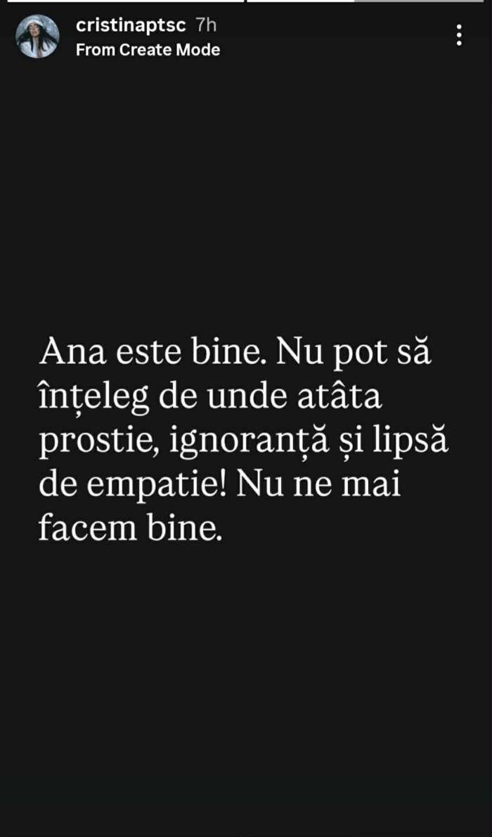 mesajul Cristinei de la Mireasa