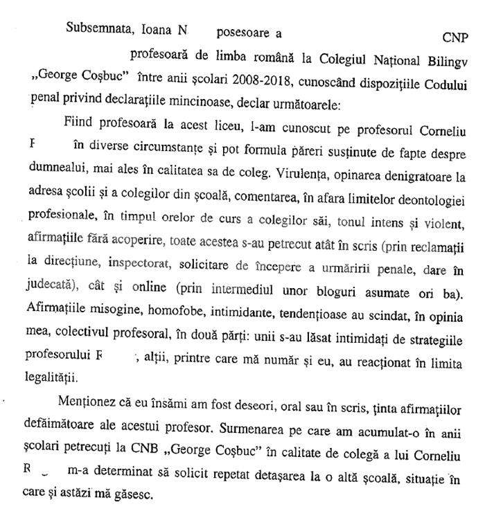 Profesorul acuzat că l-a bătut pe fiul Marei Bănică, scandal penal cu directoarea colegiului | Declarații și documente exclusive