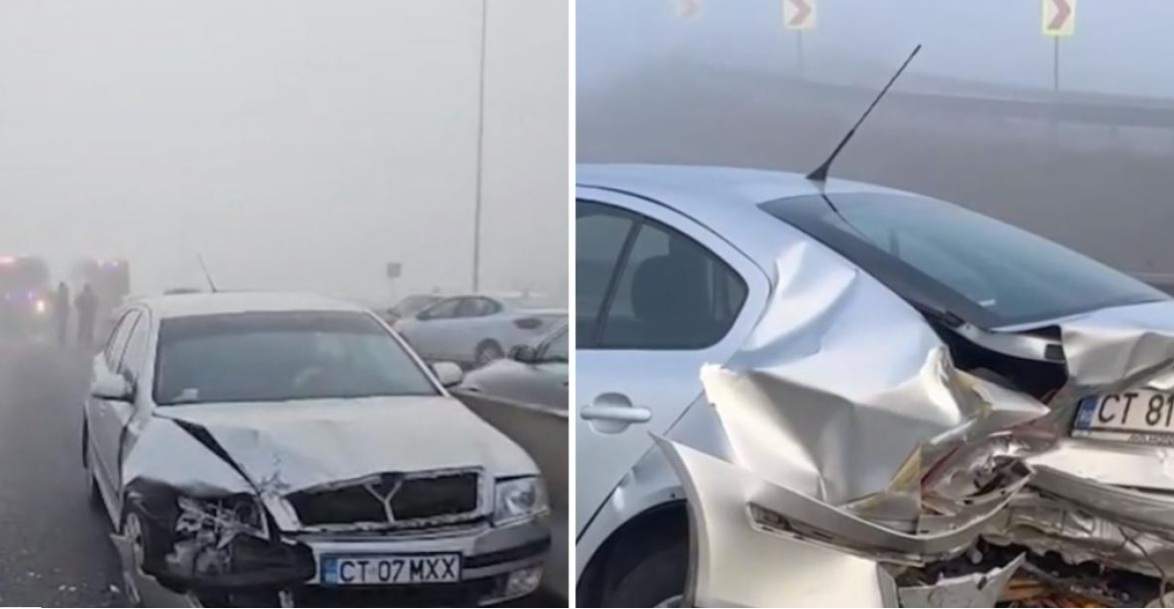 Accident în lanț pe autostradă. Nouă mașini au fost implicate, 13 persoane au avut nevoie de îngrijiri medicale