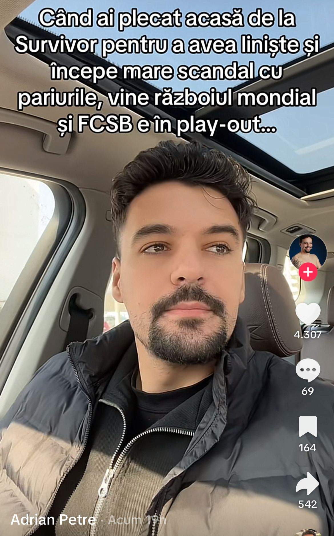 Adrian Petre, în mașină