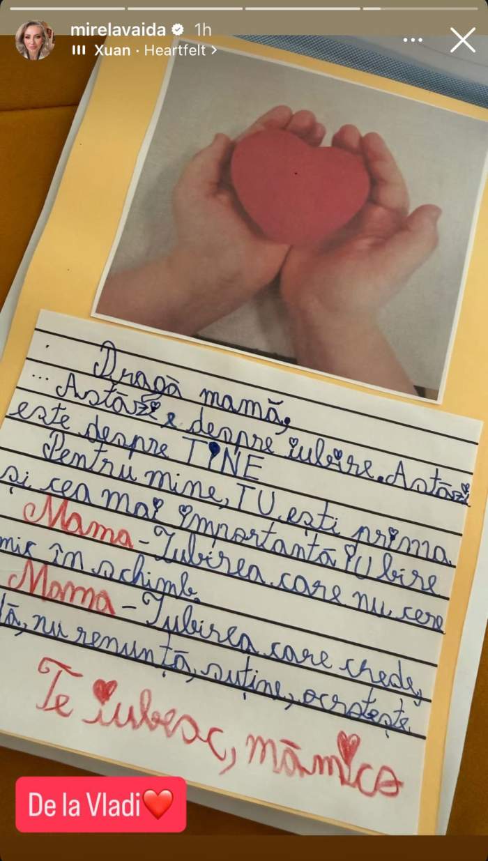 Mesajul fiului Mirelei Vaida