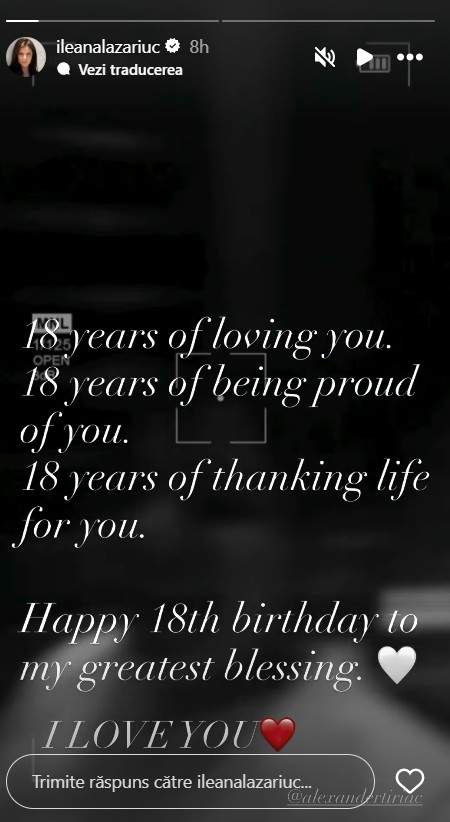 Ileana Lazariuc, mesaj emoționant pentru fiul ei. Alexandru Țiriac a împlinit 18 ani
