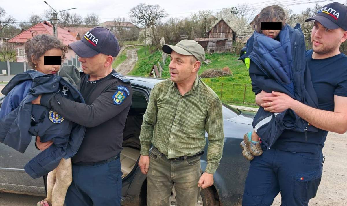 Momentul în care au fost preluate de autorități fetițele din Târnăveni