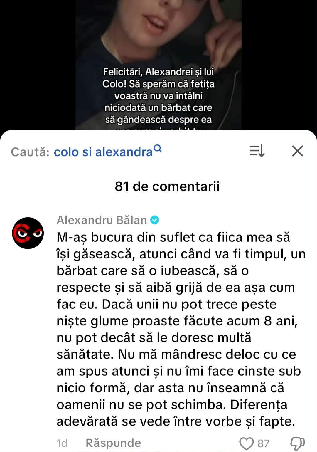 mesajul lui Alexandru Bălan