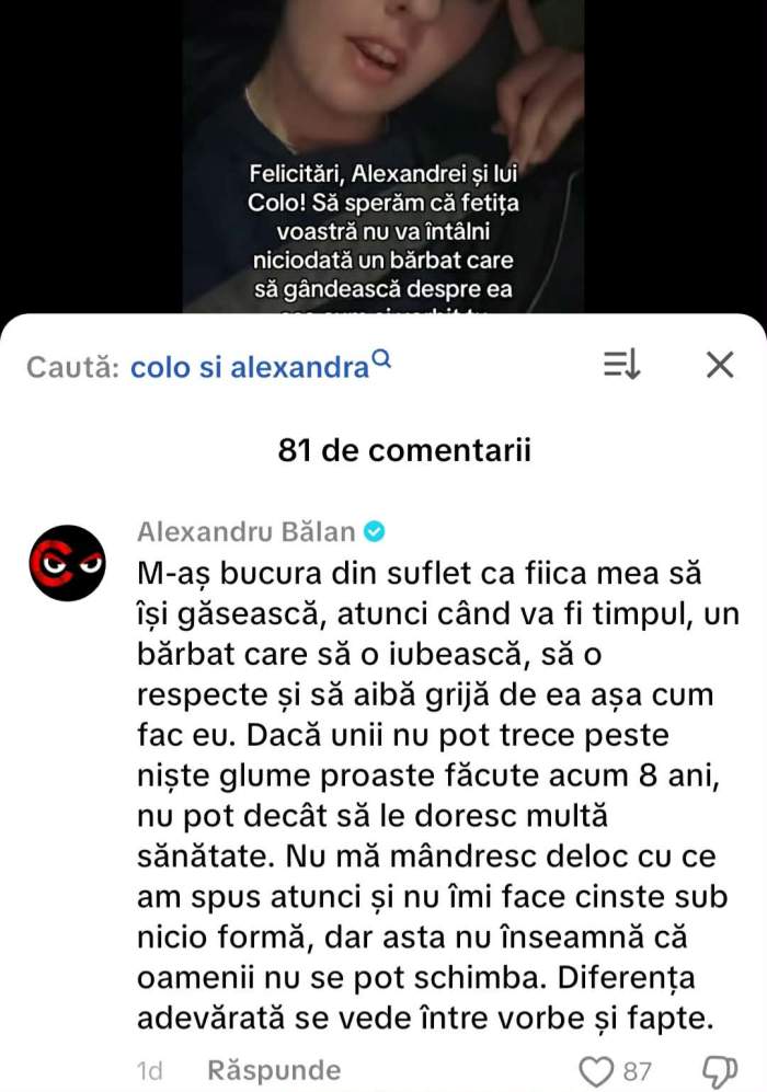 mesajul lui Alexandru Bălan