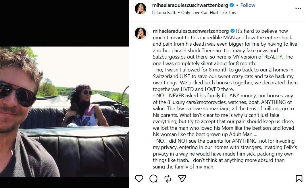 Mihaela Rădulescu a spus adevărul despre case, bani și acuzații, la 9 luni de la moartea lui Felix Baumgartner. Prin ce a trecut vedeta