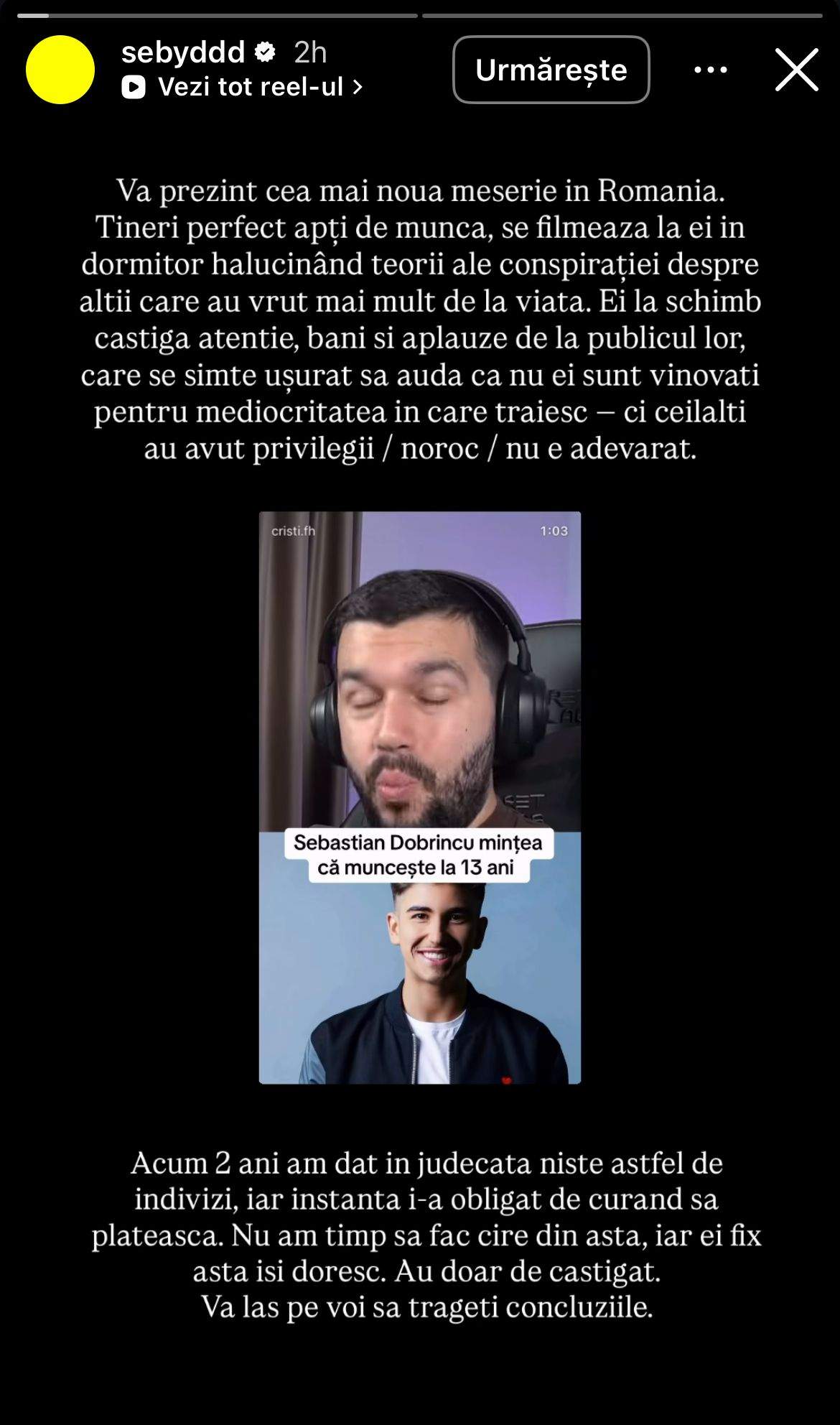 Mesajul lui Sebastian Dobrincu