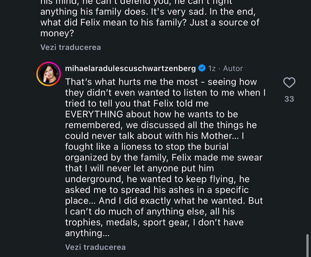 Confesiunea sfâșietoare a Mihaelei Rădulescu despre Felix Baumgartner. De ce nu a putut să îi respecte ultima dorință