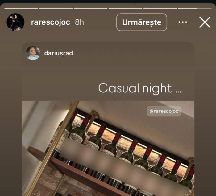 Rareș Cojoc, cu un prieten. Mai multe vinuri pe raft