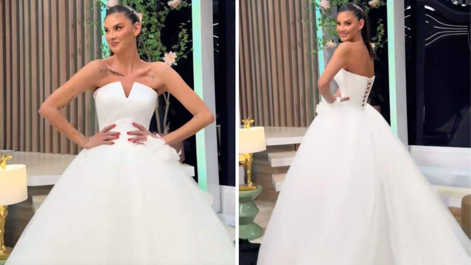 Colaj foto cu Ramona Olaru în rochia de mireasă