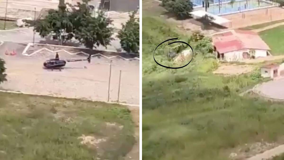 Momentul în care un elicopter s-a prăbușit